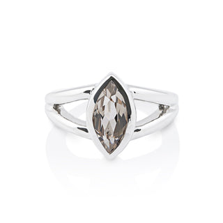 Sterling Silver Ring with Swiss Stone Smoky Quartz by Gexist®