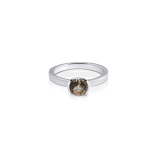 Sterling Silver Ring with Swiss Stone Smoky Quartz by Gexist®