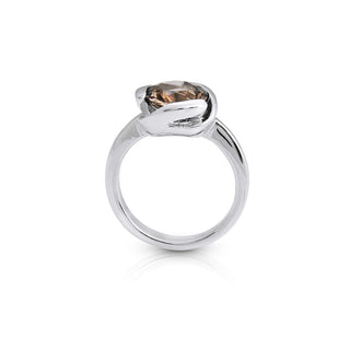Sterling Silver Ring with Swiss Stone Smoky Quartz by Gexist®