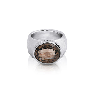 Sterling Silver Ring with Swiss Stone Smoky Quartz by Gexist®