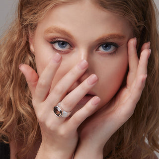 Sterling Silver Ring with Swiss Stone Smoky Quartz by Gexist®