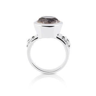 Sterling Silver Ring with Swiss Stone Smoky Quartz by Gexist®