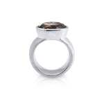 Sterling Silver Ring with Swiss Stone Smoky Quartz by Gexist®