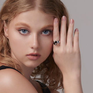 Sterling Silver Ring with Swiss Stone Smoky Quartz by Gexist®