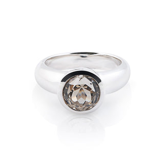 Sterling Silver Ring with Swiss Stone Smoky Quartz by Gexist®