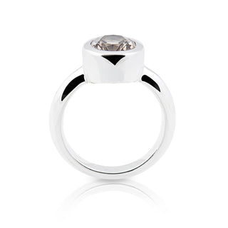 Sterling Silver Ring with Swiss Stone Smoky Quartz by Gexist®