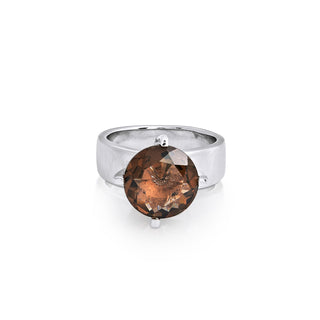 Sterling Silver Ring with Swiss Stone Smoky Quartz by Gexist®