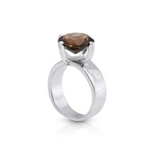 Sterling Silver Ring with Swiss Stone Smoky Quartz by Gexist®