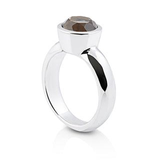 Sterling Silver Ring with Swiss Stone Smoky Quartz by Gexist®