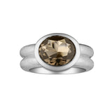Sterling Silver Ring with Swiss Stone Smoky Quartz by Gexist®