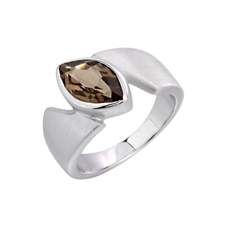 Sterling Silver Ring with Swiss Stone Smoky Quartz by Gexist®