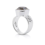 Sterling Silver Ring with Swiss Stone Smoky Quartz by Gexist®