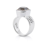 Sterling Silver Ring with Swiss Stone Smoky Quartz by Gexist®