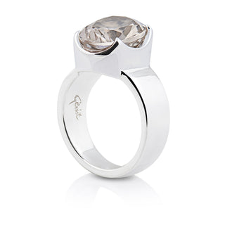 Sterling Silver Ring with Swiss Stone Smoky Quartz by Gexist®