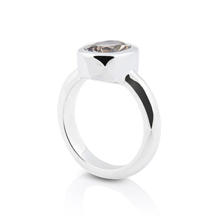 Sterling Silver Ring with Swiss Stone Smoky Quartz by Gexist®