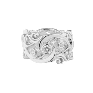 Sterling Silver Ring with Zirconia in Art Deco Design by Gexist®