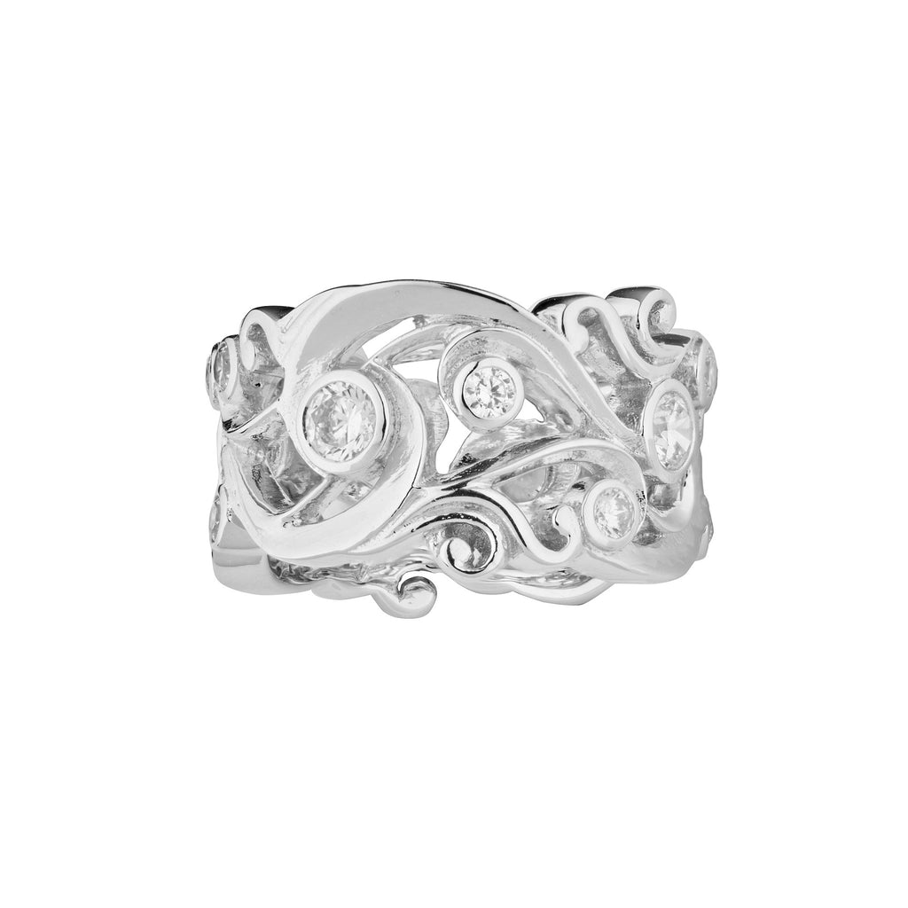 Sterling Silver Ring with Zirconia in Art Deco Design by Gexist®