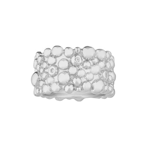 Sterling Silver Ring with small balls and Zirconia design by Gexist®