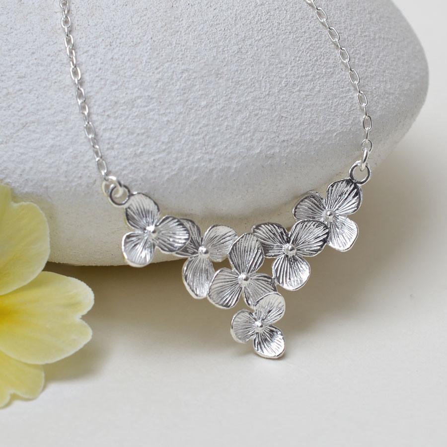 Sterling Silver Six Flower Necklace (MB127N) by Gexist®