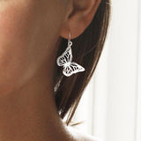 Sterling Silver Small Monarch Butterfly Earrings (MF501E) by Gexist®