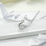 Sterling Silver Swan Necklace (MB147) by Gexist®