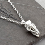 Sterling Silver T Rex Skull Necklace (MA39P) by Gexist®