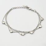 Sterling Silver Three Strand Heart Bracelet (MX1370B) by Gexist®