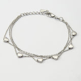 Sterling Silver Three Strand Heart Bracelet (MX1370B) by Gexist®