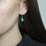 Sterling Silver Turquoise Teardrop Earrings (MJ753A) by Gexist®
