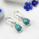 Sterling Silver Turquoise Teardrop Earrings (MJ753A) by Gexist®