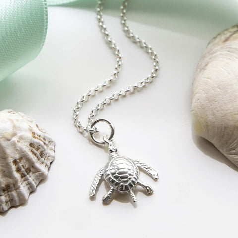 Sterling Silver Turtle Necklace (MC253P) by Gexist®