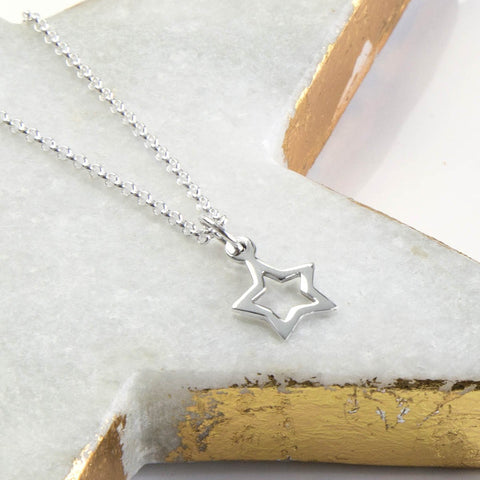 Sterling Silver Twinkle Star Necklace (MC254P) by Gexist®