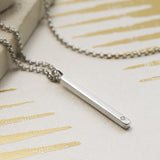 Sterling Silver and Diamond Bar Necklace (MU1250) by Gexist®