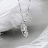Sterling Silver and Diamond Feather Necklace (MU1253) by Gexist®
