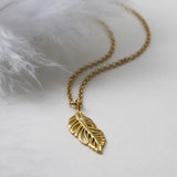 Sterling Silver and Diamond Feather Necklace (MU1253) by Gexist®