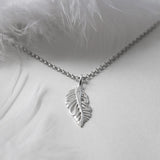 Sterling Silver and Diamond Feather Necklace (MU1253) by Gexist®