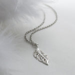 Sterling Silver and Diamond Feather Necklace (MU1253) by Gexist®