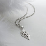 Sterling Silver and Diamond Feather Necklace (MU1253) by Gexist®