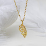 Sterling Silver and Diamond Feather Necklace (MU1253) by Gexist®