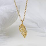 Sterling Silver and Diamond Feather Necklace (MU1253) by Gexist®