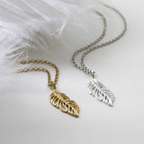 Sterling Silver and Diamond Feather Necklace (MU1253) by Gexist®