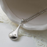 Sterling Silver and Diamond Filigree Drop Necklace (MU1252) by Gexist®