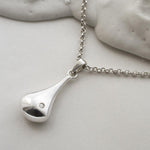 Sterling Silver and Diamond Filigree Drop Necklace (MU1252) by Gexist®