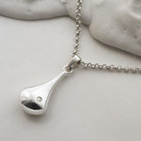 Sterling Silver and Diamond Filigree Drop Necklace (MU1252) by Gexist®