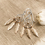 Sterling Silver and Rose Gold Dream Catcher Earrings (ME505) by Gexist®