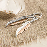 Sterling Silver and Rose Gold Feather Earrings (ME504E) by Gexist®