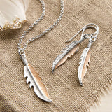 Sterling Silver and Rose Gold Feather Necklace (ME504P) by Gexist®