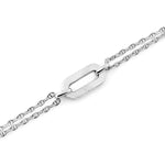 Sterling Silver bracelet with double chain and brushed finish rectangle ring by Gexist®