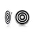 Sterling Silver clip-on earrings that look like a "silver target" created by alternating shiny and oxidised silver by Gexist®