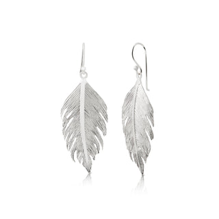 Sterling Silver feather earrings, 4cm long by Gexist®